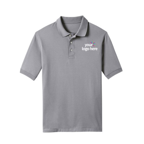 Short Sleeve Cotton Polo T-Shirt Gray